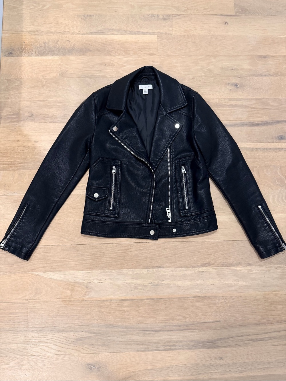 Topshop NWOT Black Faux Leather Jacket, Size 2
